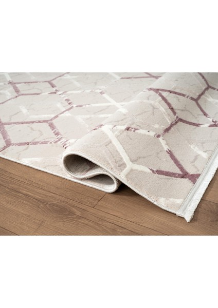 Armada AD001L Gri Halı Lila Geometrik Detaylı Akrilik Tozu Az Salon Halısı Yatak Odası Karidor modelleri