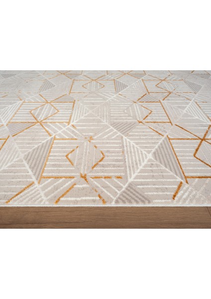 Armada AD009S Gri Halı Beyaz Gold Geometrik Detaylı Akrilik Tozu Az Salon Halısı Yatak Odası Karidor fırsatları
