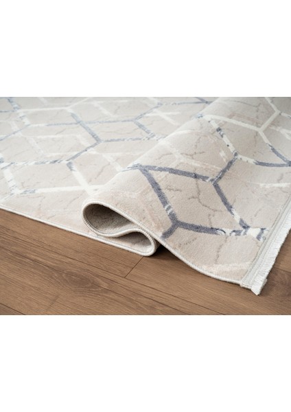 Armada AD001M Gri Halı Mavi Geometrik Detaylı Akrilik Tozu Az Salon Halısı Yatak Odası Karidor modelleri