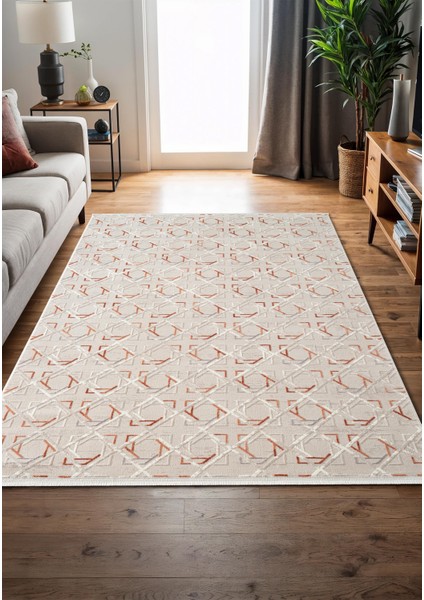 Armada AD006T Gri Halı Pudra Geometrik Detaylı Akrilik Tozu Az Salon Halısı Yatak Odası Karidor