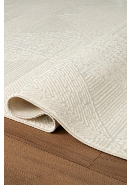 Quatro QU014A Beyaz Halı Modern Desen Pamuk Taban Salon Halısı Yatak Odası Mutfak Koridor modelleri