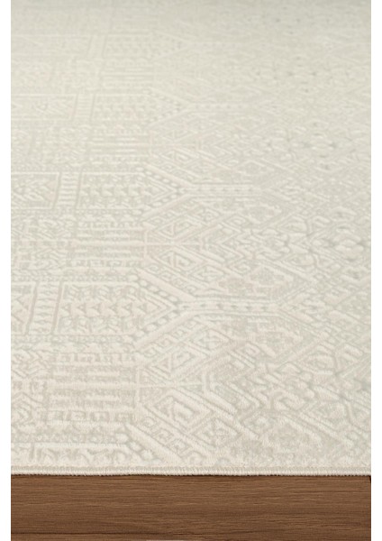 Quatro QU017A Beyaz Halı Modern Desen Pamuk Taban Salon Halısı Yatak Odası Mutfak Koridor indirimleri