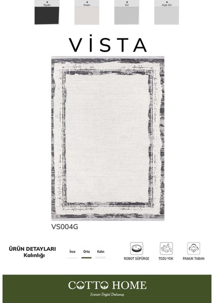 Vista VS004G Krem Halı Modern Desen Antialerjik Pamuk Taban Yıkanabilir Salon Halısı Yatak Odası fiyatları