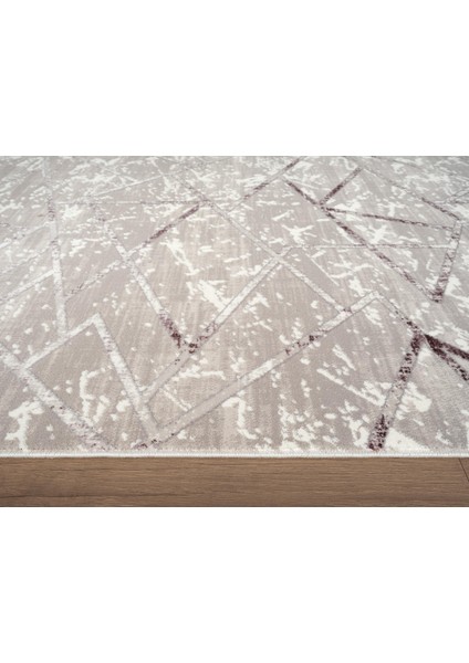 Armada AD002L Gri Halı Beyaz Lila Geometrik Detaylı Akrilik Tozu Az Salon Halısı Yatak Odası Karidor fırsatları