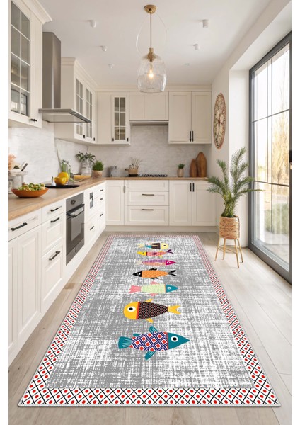 Dijital Baskılı Yıkanabilir Kaymaz Taban Mutfak Halısı