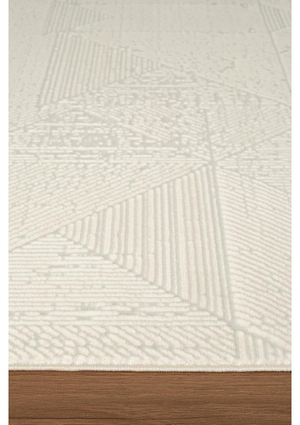 Quatro QU014A Beyaz Halı Modern Desen Pamuk Taban Salon Halısı Yatak Odası Mutfak Koridor indirimleri