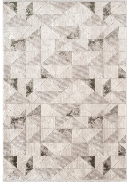 Porto PP004Y Beyaz Akrilik Halı Yeşil Geometrik Desenli Yumuşak Dokulu Tozu Az Yatak Odası Mutfak fiyatları