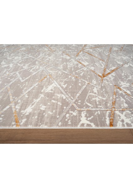 Armada AD002S Gri Halı Beyaz Sarı Geometrik Detaylı Akrilik Tozu Az Salon Halısı Yatak Odası Karidor fırsatları