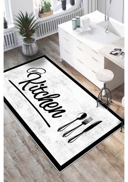 Home Dijital Baskı Yıkanabilir Kaymaz Taban Mutfak Halısı