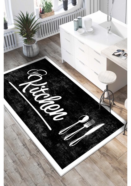 Home Dijital Baskı Yıkanabilir Kaymaz Taban Mutfak Halısı