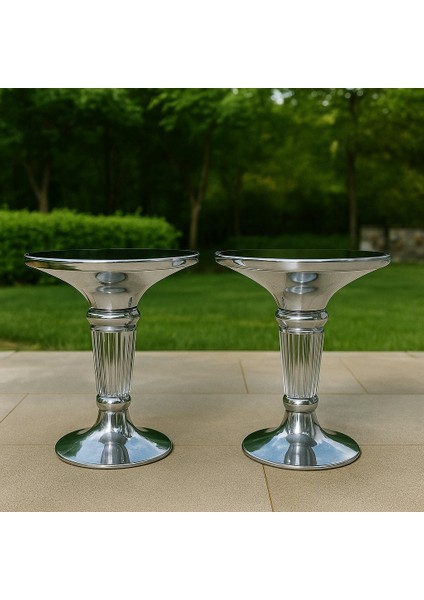 Ayağı Kristal Paşabahçe Cam Sehpa 2 Li Gümüş fiyatları