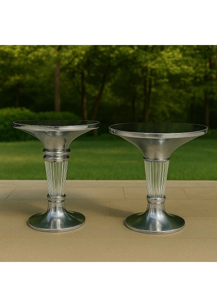 Ayağı Kristal Paşabahçe Cam Sehpa 2 Li Gümüş fırsatları