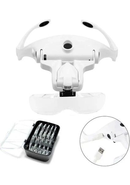 Şarjlı Gözlük Büyüteç Çalışma Büyüteci 5 Lensli 9892B2C indirimleri