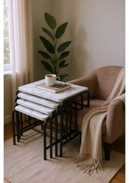 4lü'zigon Sehpa Siyah Metal