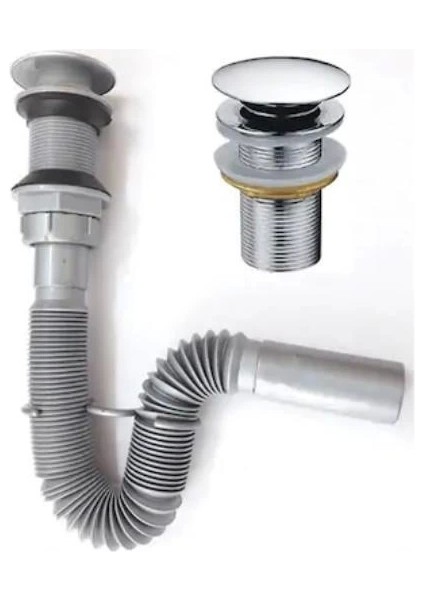 Pop Up Bas Aç Körüklü Lavabo Sifonu