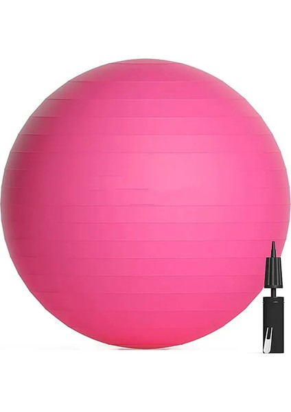 65 cm Lüx Pilates Topu ve Çift Yönlü Pompa Seti Kaliteli Malzeme Yoga Egzersiz Topu