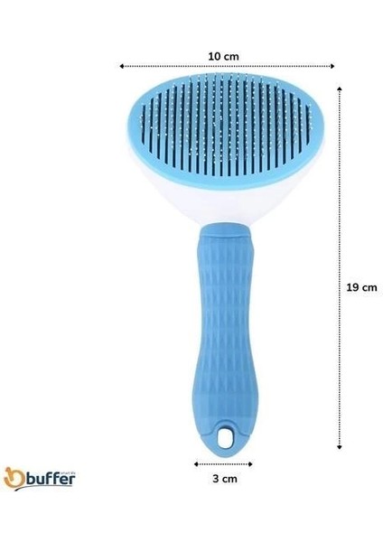 Bfs Kedi Köpek Tüy Toplayıcı Kendini Temizleyebilen Ergonomik Saplı Evcil Hayvan Tarağı Mavi fırsatları