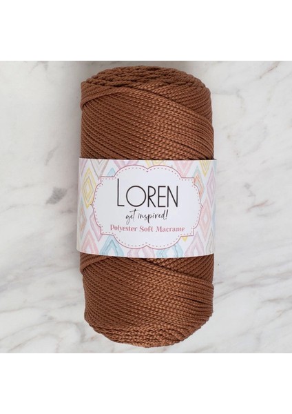 Polyester Soft Macrame Kahverengi El Örgü İpi - LM033 - 34439