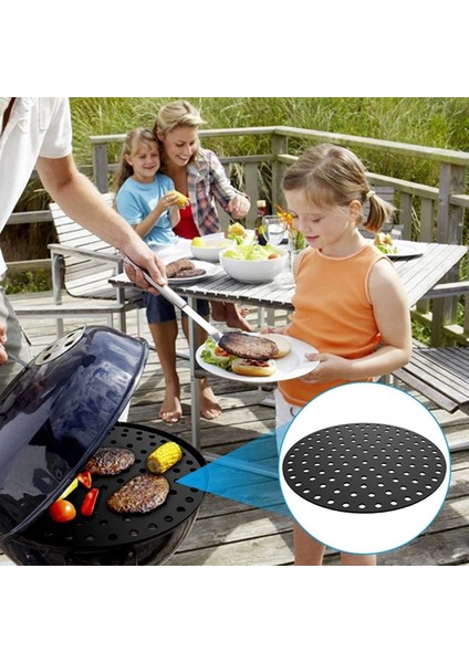Siyah Isıya Dayanıklı Yıkanılabilir Silikon Fırın ve Airfryer Yuvarlak Model Pişirme Matı 23 cm