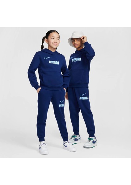 Erling Haaland Çocuk Unisex Club Fleece Polar Eşofman Altı Mavi -Soğuk Hava Için Rahat ve Sıcak Alt HJ3836