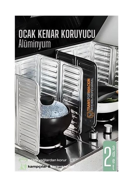 Bfs Ocak Kenar Koruyucu 2 Li Alüminyum Levha - Ev Kamp Karavan Ocak Koruyucu