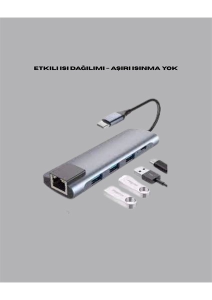 Type‑c Dönüştürücü – 2×usb3.0, Sd/ms, 4K HDMI & RJ45 ile Profesyonel Kullanım fırsatları