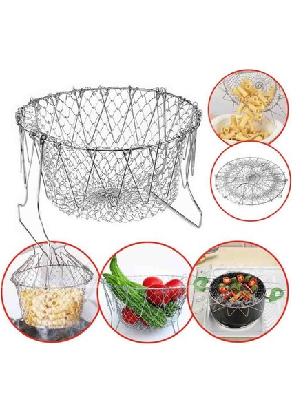 Çok Fonksiyonlu Pratik Süzgeç Katlanır - Kızartma Haşlama Aparatı -Chef Basket