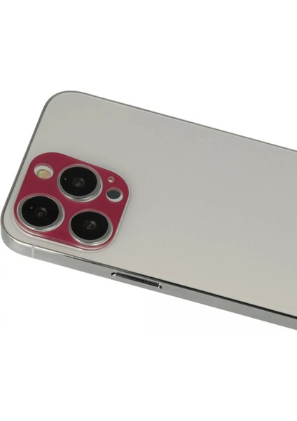 Bfs iPhone 13 Pro Max Rainbow Kamera Lens Koruma Cam - Koyu Kırmızı