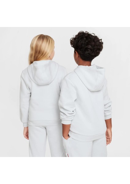 Çocuk Unisex Club Fleece Polar Kapüşonlu Kanguru Cepli Gri Sweatshirt - ( HJ3837-025 ) fiyatları