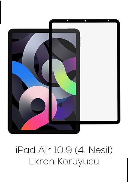 iPad Air 4. Nesil 10.9" Seramik Nano Ekran Koruyucu Çerçeveli Esnek Kırılmaz Darbe Emici Özellikli