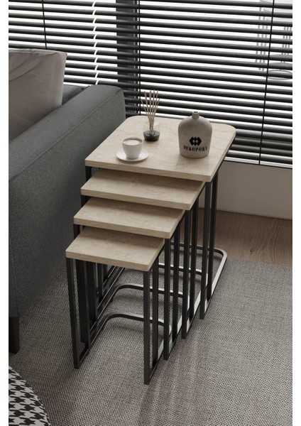 Koltuk Altı Sehpası Tekerli Zigon 4 Lü Zigon Sehpa Takımı