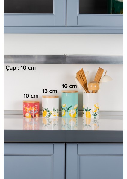 4'lü Limonlu Seramik Kavanoz Set Şekerlik Çay Kahve Saklama Kabı Baharatlık fiyatları