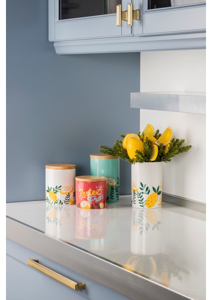 4'lü Limonlu Seramik Kavanoz Set Şekerlik Çay Kahve Saklama Kabı Baharatlık modelleri