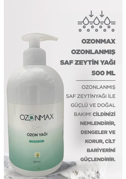 Ozon Yağı 500 ml (Ozonlanmış Saf Zeytin Yağı), Soğuk Sıkım, %100 Saf Ve Doğal Bakım,