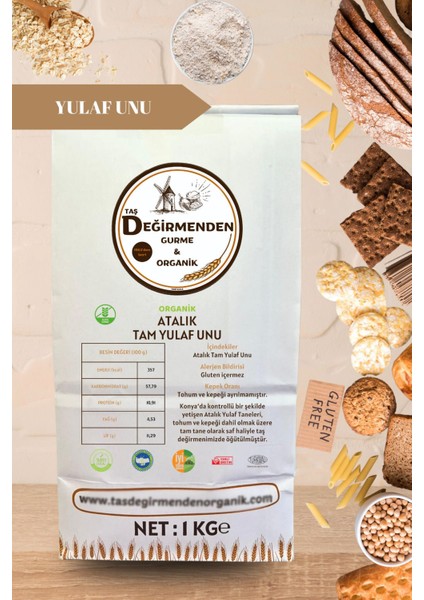 Organik Atalık Tam Yulaf Unu (Gluten İçermez) - 1 Kilo fiyatları