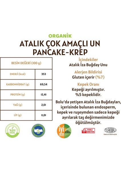 Organik Atalık Çok Amaçlı Un - Pancake-Krep - 1 Kilo modelleri