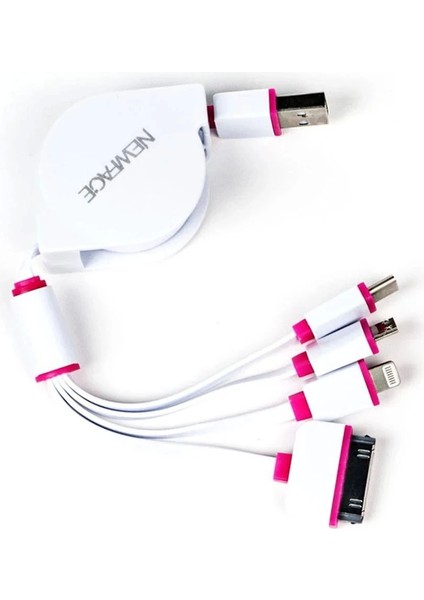 Bfs Makaralı 4in1 USB Kablo - Pembe