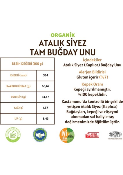 Atalık Siyez Tam Buğday Unu - 1 Kilo modelleri