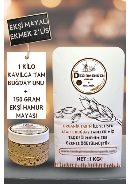 Taş Değirmenden Gurme & Organik Atalık Kavılca Gernik Tam Buğday Unu - Siyez Ekşi Hamur Mayası