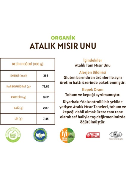 Organik Atalık Mısır Unu - 5 Kilo fiyatları