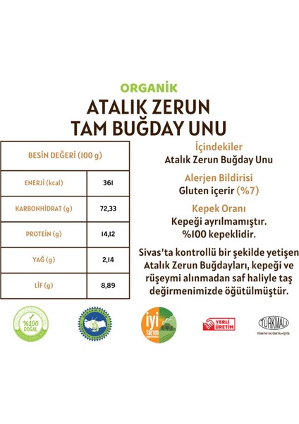 Atalık Zerun Tam Buğday Unu - 1 Kilo modelleri