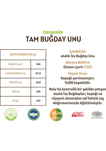 Organik Atalık Tam Buğday Unu - 10 Kilo fiyatları