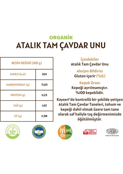 Organik Atalık Tam Çavdar Unu - 5 Kilo fiyatları