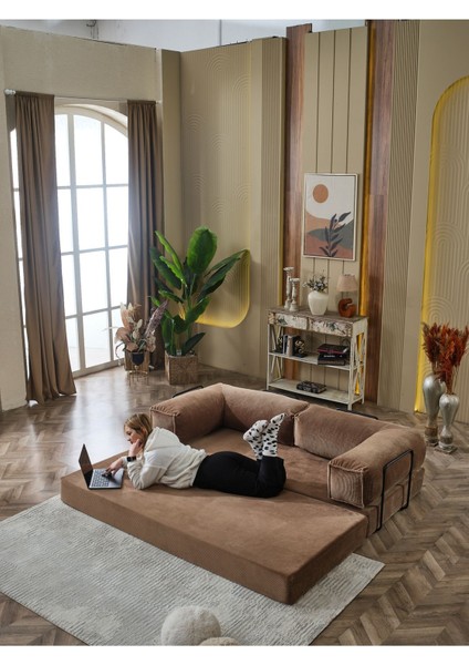 Relax Sofa Kanepe, Fitilli Kadife, Yıkanabilir, Pratik Yer Yatağı, Uzanma Koltuğu 50 Dns fırsatları