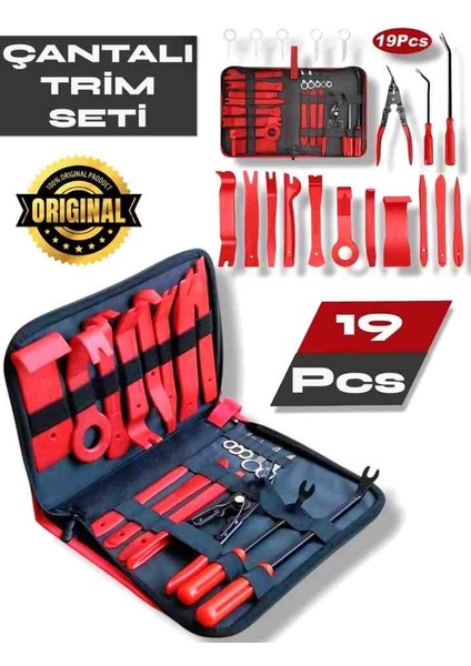 19 Parça Çantalı Trim Set araç Içi Döşeme, Kapı Paneli, Klips ve Plastik Aksamları Sökmek Için Idealdir Farklı Uçlara Sahip Oto El Aletleri