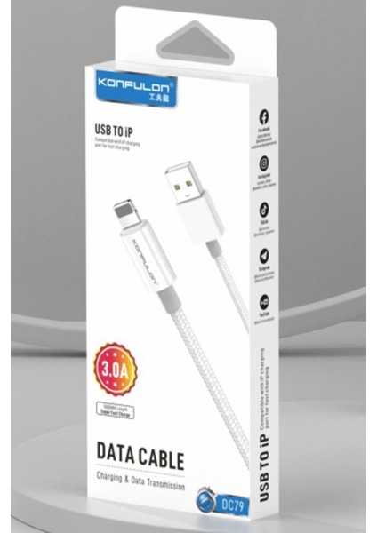 Bfs DC79 1m 3A USB To Lightning Hızlı Şarj Kablo - Beyaz fırsatları