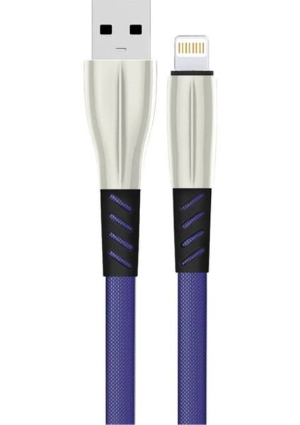 Bfs S89 Metal Uçlu Lightning Kablo iphone Uyumlu 1m 2.4A - Mavi