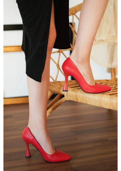 Kadın Samba Kırmızı Stiletto 7 cm Topuklu Ayakkabı