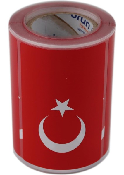 Etiketler , Hazır Al Hızlı Al Türk Bayrağı Etiketi Kuşe Rulo Çıkatma, 90MMX 60MM 300 Adet 40MM Kuka Çapı, Bayrak Etiket