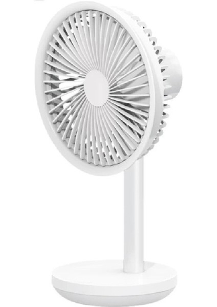 Vantilatör USB Şarj Masaüstü Şarjlı Otomatik Döner Başlıklı Vantilatör Elektrik Fan Beyaz